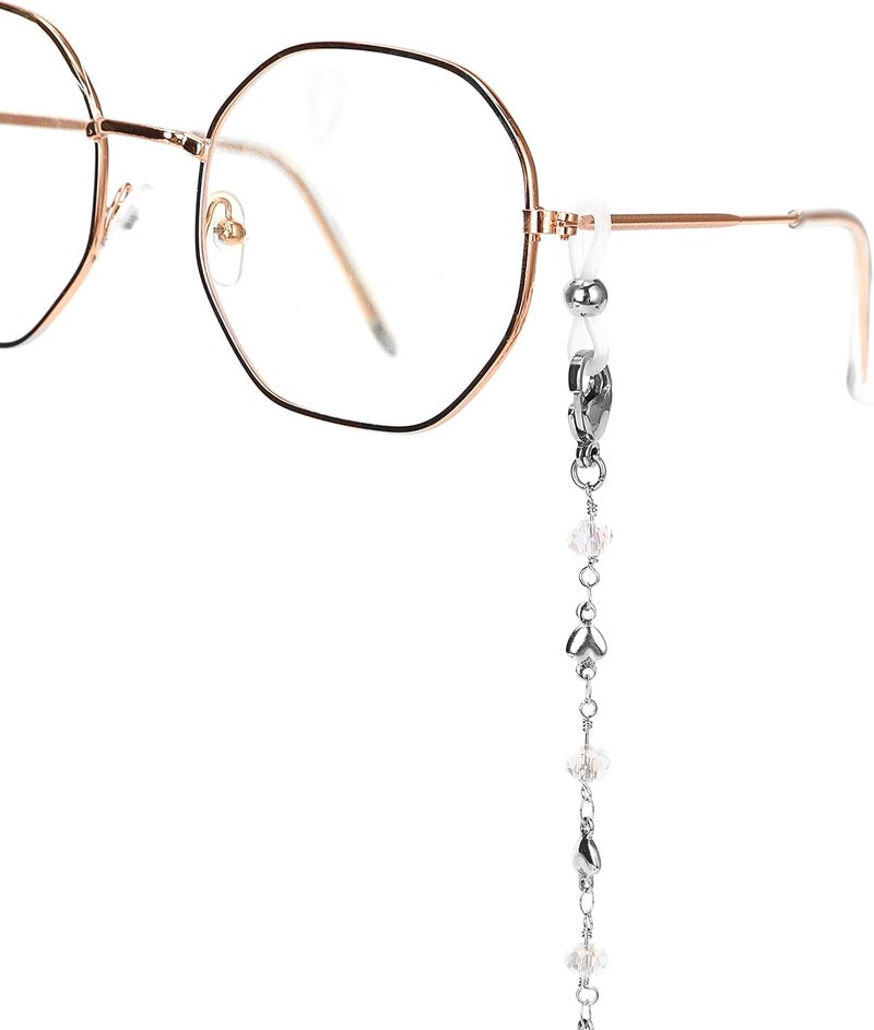 Hongeely Eyeglass Chain Silver Stainless Steel Handmade Necklace for Reading Glasses Sunglass Beaded Chains for Men Women - Image 2